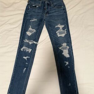 American Eagle Outfitters Distressed Dark Blue Mom Jeans